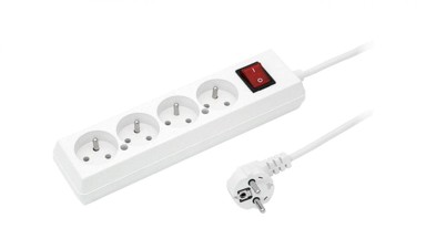 JO! Produžni kabel s prekidačem, 4 utičnice, s uzemljenjem 16A, 3m /OMY 3x1.5/ PS-470WS T-973310, bijeli