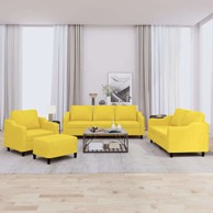 Set sofa 4-dijelni s jastučićima i tabureom, svjetložuta 