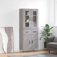 Visoka komoda siva sonome 69 5x34x180 cm od konstruiranog drva , vrata 2 ladice