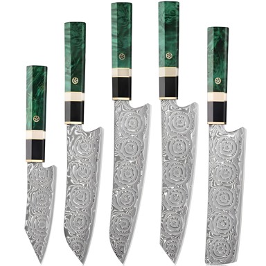Set damaščanskih kuhinjskih noževa GR-39189, 5 kom, zeleni