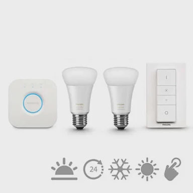 PHILIPS Hue starter kit, 2xE27, 9,5 W, White ambiance, bridge + switch