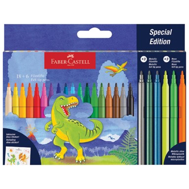 FABER-CASTELL Flomaster 554222, školski Dino, 24 boje, blister pakiranje