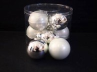 Staklene kuglice set 8 kom, 8 cm, srebrne i bijele