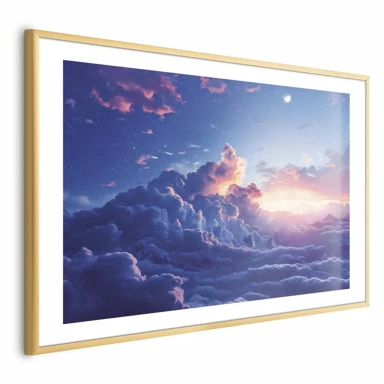 Plakat Noćni koncert u planinama, 90x60 cm, zlatni okvir s margom