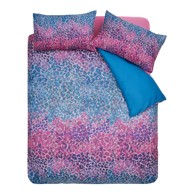 CATHERINE LANSFIELD Posteljina Animal Print od mikrosatena za bračni krevet 200x200 cm Plava/ružičasta