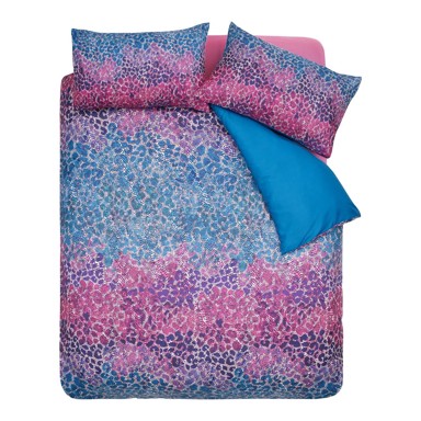 CATHERINE LANSFIELD Posteljina Animal Print od mikrosatena za bračni krevet 200x200 cm Plava/ružičasta