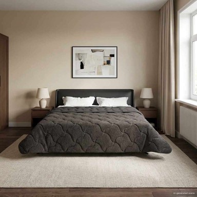 Zimski pokrivač, antracit, 220 x 240 cm, mikrofibra i teddy flis