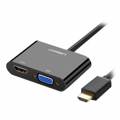 UGREEN HDMI na VGA + HDMI adapter, crni, kutija