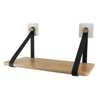 TENDANCE Polica, bambus/imitacija kože, crna