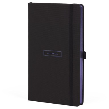 CASTELLI Notes 13 × 21 cm, crte, 96 listova, s gumicom, All Metal Blue, crno/plavi