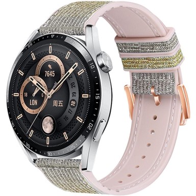 B-STRAP Glitter remen za Huawei Watch GT3 42mm, silver yellow
