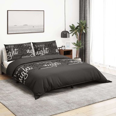 Set posteljine za poplun, 140 x 200 cm + 65 x 65 cm, crno-bijeli
