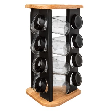 ORION Posude za začine u setu 12 kom sa stalkom Black