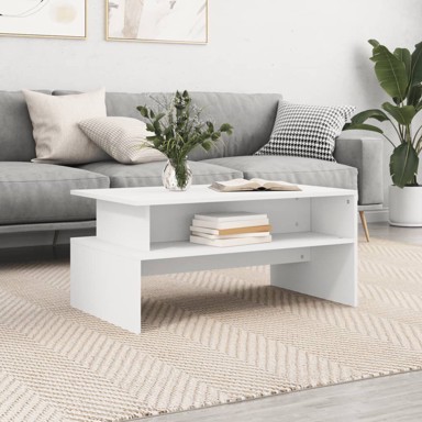 Stolić za kavu bijeli 90 x 55 x 42,5 cm od konstruiranog drva
