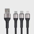 BLUE STAR 3-u-1 pleteni kabel s mikro USB kabel, USB kabel C i Lightning, 3 A