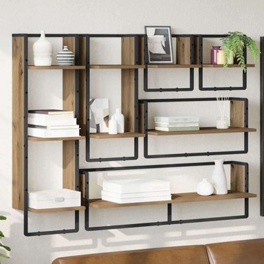 Set zidnih polica, zidne, 6 kom, 100 x 25 x 30 cm, umjetnički hrast