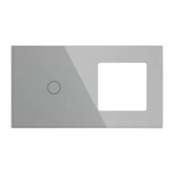 Stakleni panel za prekidač + jednostruki okvir za modul, sivi