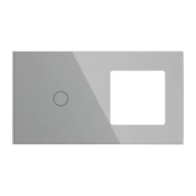 Stakleni panel za prekidač + jednostruki okvir za modul, sivi
