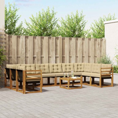 Set vanjskih sofa s jastukom 11 kom, prirodna/bež