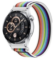 BSTRAP Remen Velcro Nylon za Samsung Galaxy Watch 3 45mm, white rainbow