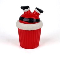 Keramička posuda s poklopcem djed božićnjak, crvena