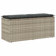 Vrtna klupa s jastukom svijetlo siva 110x40x44 cm poliratan