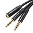 VENTION Audio kabel BBUBY 2x 3.5mm muški na 3.5mm ženski, 0.3m, crni 