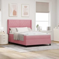 Box spring krevet, 140 x 200 cm, baršun, ružičasti