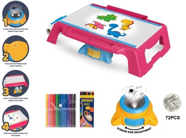 Projektor za crtanje, stolni, s karticama i priborom, roza