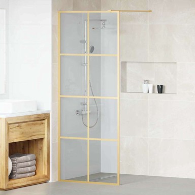 Zid za walk-in tuš, 80 x 195 cm, staklo otporno na udarce, zlatna