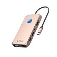 ORICO Docking stanica XCR, 12 u 1, RGB, USB-C, HDMI 4K@30Hz, VGA 1080p, ružičasta