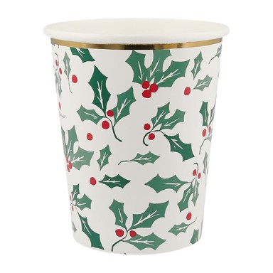 MERI MERI Papirnate jednokratne čaše HOLLY PATTERN, set, 8 kom