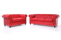 CHESTERFIELD Set Garnitura Original Leather, 2 + 3 sjedišta, Red