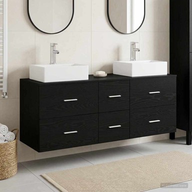 Set kupaonskih ormarića 3 kom 49,5 x 41 x 62,5 cm, crni