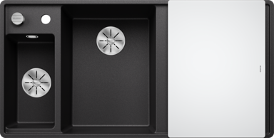 BLANCO Sudoper Axia III 6 S-F InFino, Silgranit, bazen lijevo, daska staklo, grafit