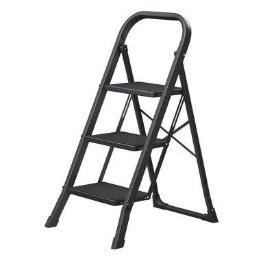 SONGMICS Stolica s 3 stepenice, 74,5 x 46,5 x 105 cm, crna