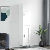 Visoka komoda bijeli 34 5x34x180 cm od konstruiranog drva , drvena vrata
