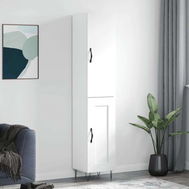 Visoka komoda bijeli 34 5x34x180 cm od konstruiranog drva , drvena vrata