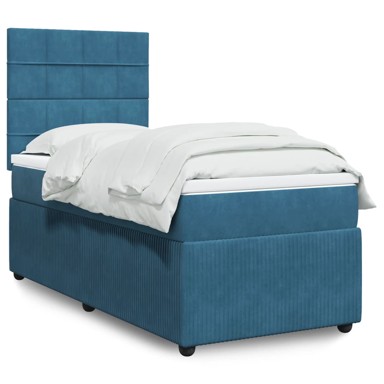 Box spring krevet s madracem plavi 80 x 200 cm baršunasti