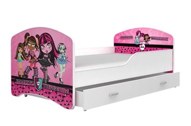 Drveni dječji krevet Tomi s ladicom Midnight, 160x80 cm, PE madrac 8 cm, bijeli