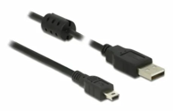 DELOCK USB Kabel A-B Mini 3m Dvostruko Zaštićeni, crni