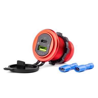 AMIO Modularni auto punjač, vodootporni, USB + USB-C, 12/24V