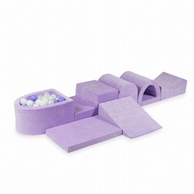 MIMII Najveće pjenasto igralište s mikro bazenom Velvet Soft + 100 loptica, bijela, biserna, vrijeskasta, ljubičasta