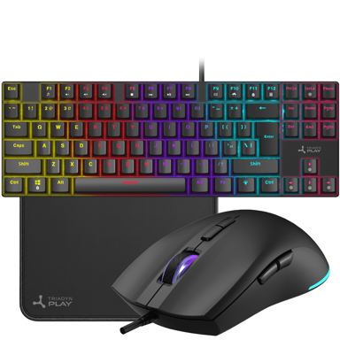 TRIADYN Gaming set METIS: mehanička tipkovnica TAYGETE S, miš HELIKE 3600 DPI i RGB podloga za miša, plavi prekidači