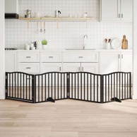 Vrata za pse s vratašcima 4 panela sklopiva 320 cm drvo topole 80 x 60 x 2 cm, crna