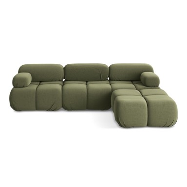 MAKAMII Svijetlo zelena baršunasti kutna garnitura Lokua, 285x191x70,05 cm