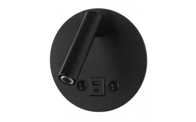 LED zidna svjetiljka, 8 W, ON/OFF prekidač, USB, crna