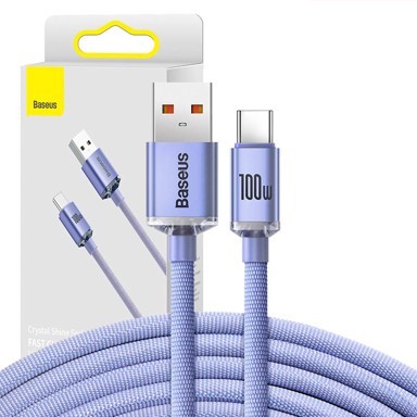 BASEUS Kabel Crystal Shine, USB na USB-C, 100W, 2m