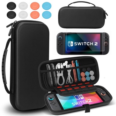 NIKCORP Zaštitna futrola za Nintendo Switch 2, Hard Shell, 10 utora za igre, crna