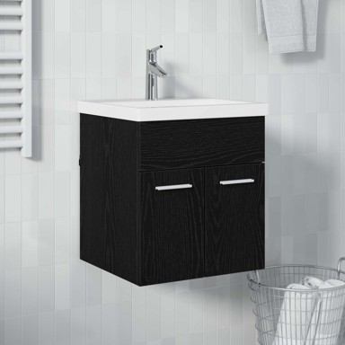 Ormarić za umivaonik s pohranom, 41 x 38,5 x 46 cm, crni hrast